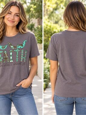 Faith Graphic Short-Sleeve Tee - Gray with Teal Accents